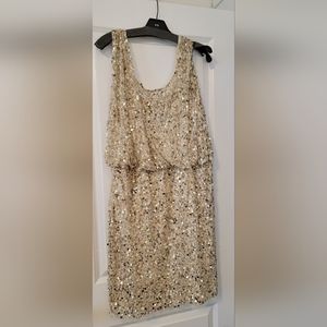 Aidan Mattox Gold Sequin Plus Cocktail Dress